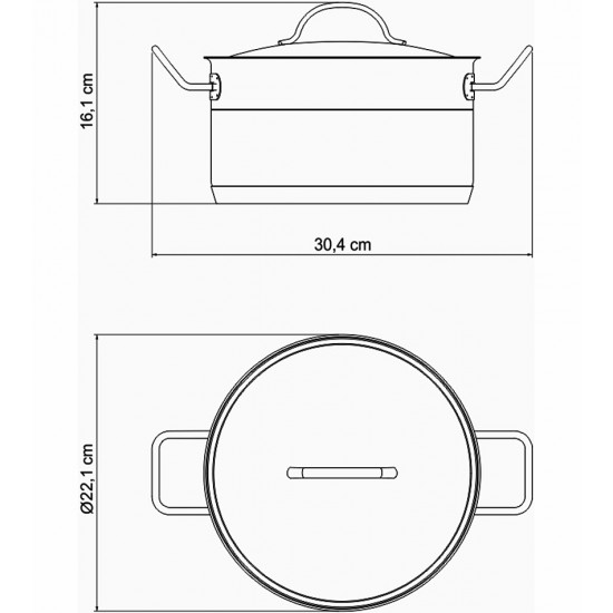 Caçarola Funda 20cm 3,6 Litros Professional Em Aço Inox Tramontina Fundo Triplo Com Tampa Plana Detalhe Satinado